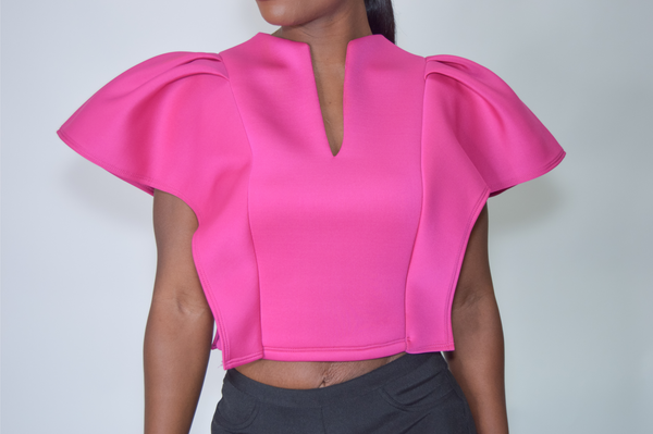 Tulip Butterfly Sleeve Top (Hot Pink)