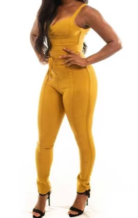 Isabella Bandage Jumpsuit (Mustard)